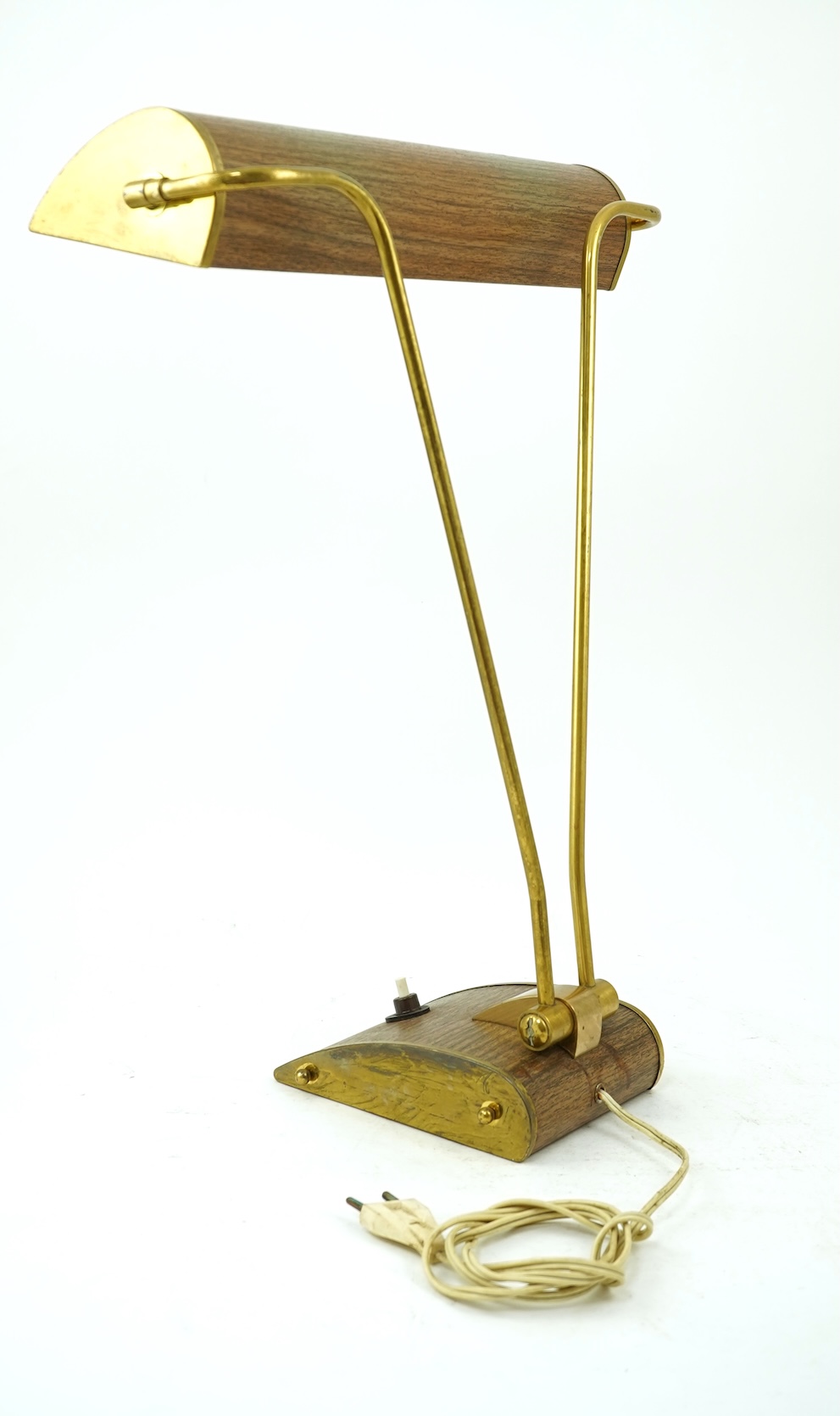 Eileen Gray (Irish, 1878-1976) for Jumo: A brass and wood veneer desk lamp